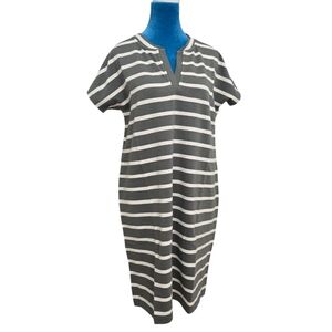 NWT J-Jill Fit Womens Striped V Neck French Terry T Shirt Dress S